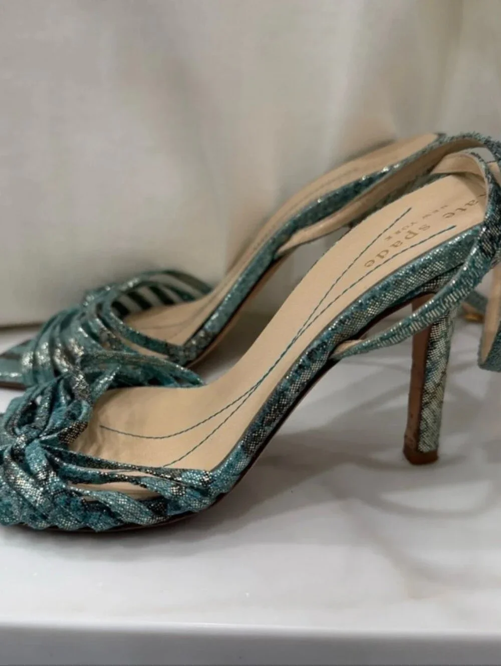 Kate Spade Teal Metallic Strappy Sandal Women's Size 9.5